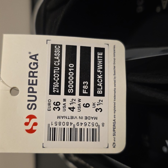 SUPERGA 2750 COTU CLASSIC SIZE 6W/4.5M BLACK-WHITE. - Picture 8 of 10